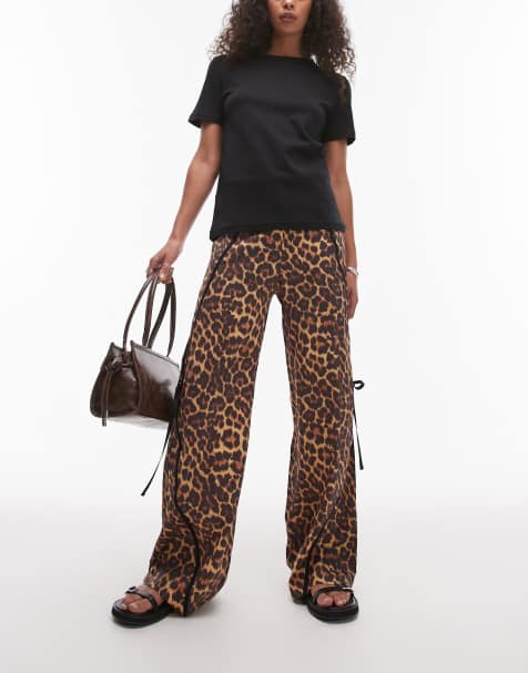 LAAGAM vicky leopard print mid rise tracksuit pants with bow detail - view 1