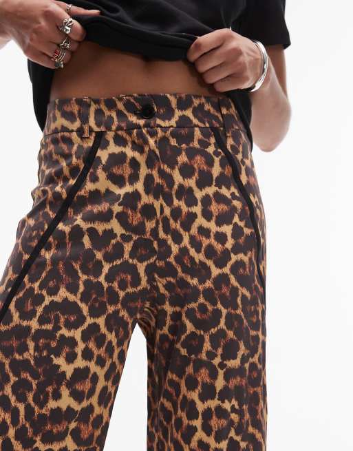 LAAGAM vicky leopard print mid rise tracksuit pants with bow detail, 4 of 5