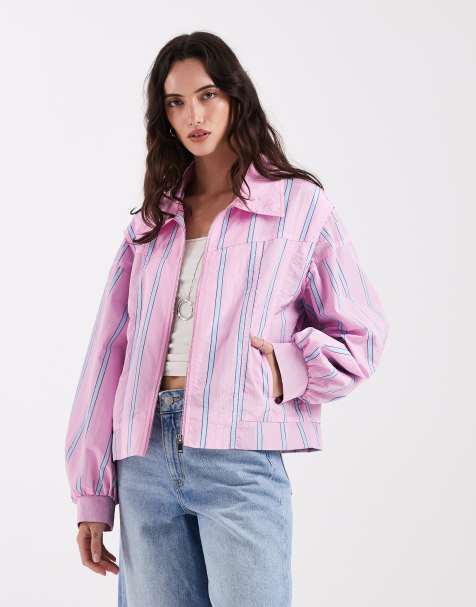 Laagam – Watson – Bomberjacke in Rosa mit Streifen in Blau - view 1