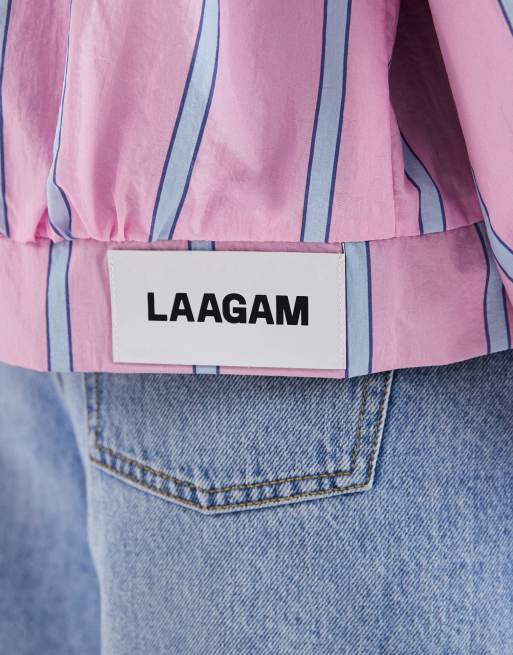 Laagam - Watson - Giacca bomber rosa a righe blu, 3 di 4