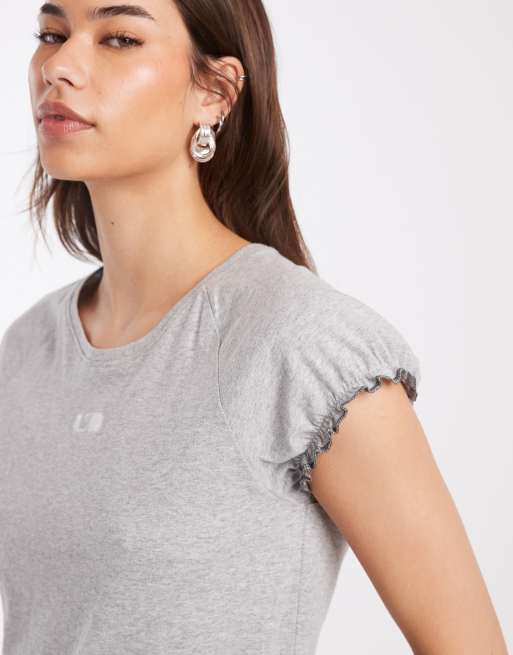 Laagam - Zaira - T-shirt met geborduurd logo in grijs, 3 van 4