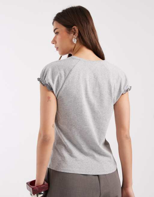 Laagam - Zaira - T-shirt met geborduurd logo in grijs, 4 van 4