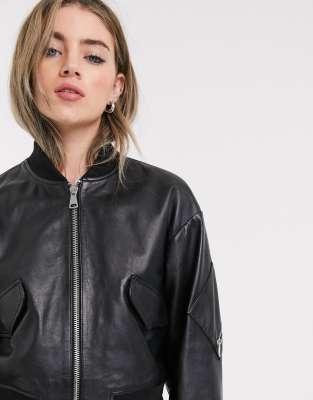 girls leather bomber jacket