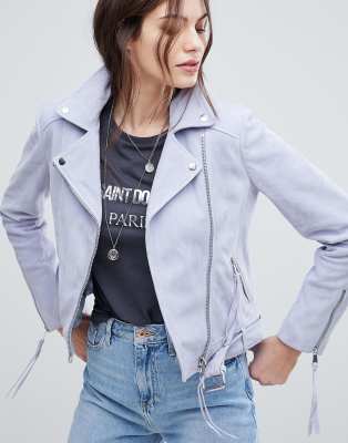 light blue suede biker jacket