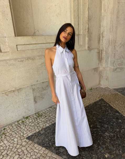 Labelrail x Barbara Ines button-through striped midaxi sleeveless shirt dress in grey - view 1