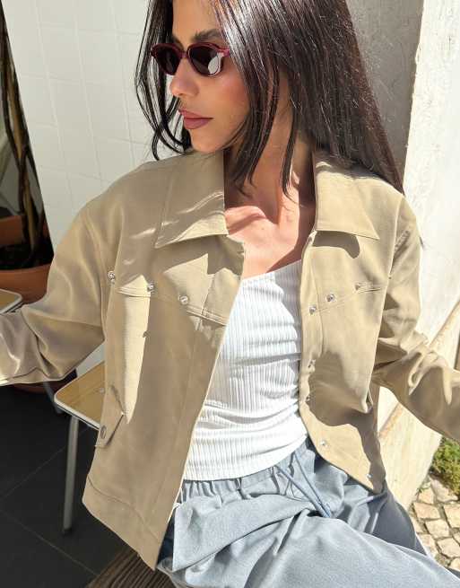 Labelrail x Barbara Ines faux suede relaxed jacket in taupe, 4 of 4