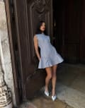[Labelrail] Labelrail x Barbara Ines fitted ripstop button-through mini dress in grey 10 GREY
