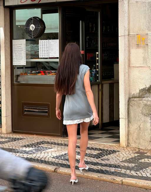 Labelrail x Barbara Ines fitted sculpted mini shift dress in gray, 4 of 4