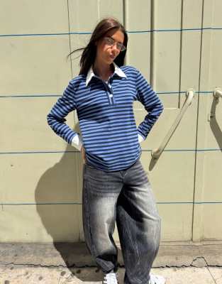 x Barbara Ines striped rugby top in blue