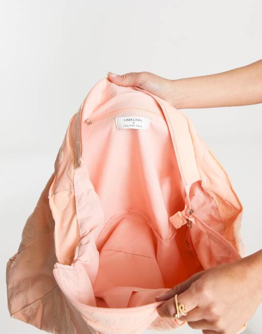 Labelrail x Collyer Twins floral towelling beach bag in washed peach, 4 of 4