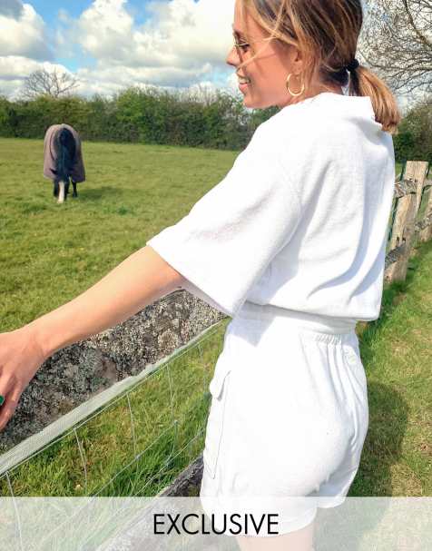 Labelrail x Collyer Twins high waist shorts in towelling co-ord - view 1