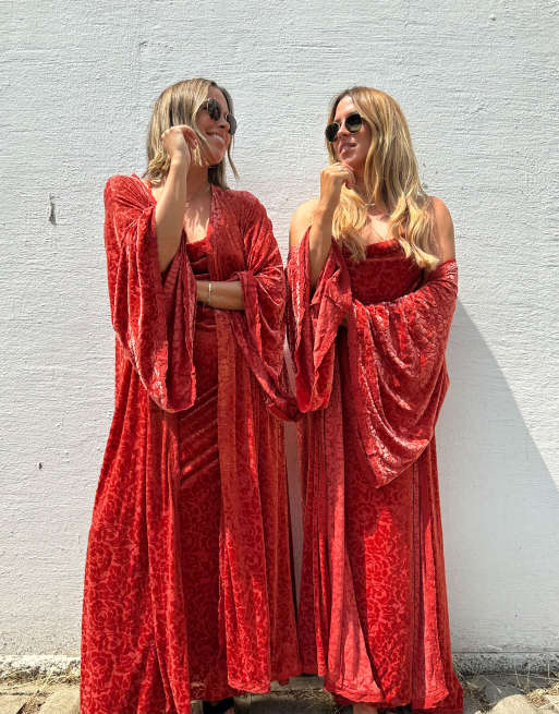Labelrail x Collyer Twins – Kimono w kolorze palonej pomarańczy we wzór devoré