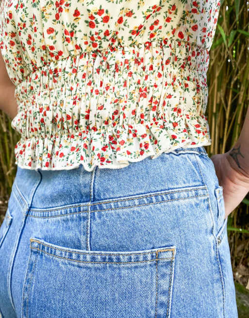 Labelrail x Collyer Twins – Kurzes, gekräuseltes Oberteil mit zartem Blumenmuster, 3 von 4
