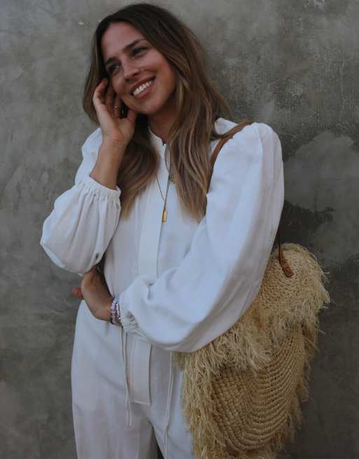 Linen Long Sleeve Jumpsuit