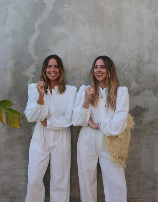 Labelrail x Collyer Twins long sleeve linen jumpsuit in white