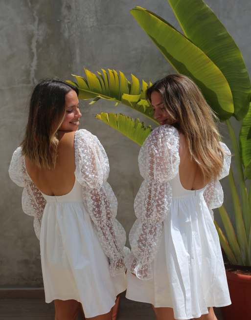 Labelrail x Collyer Twins mini babydoll dress with sheer