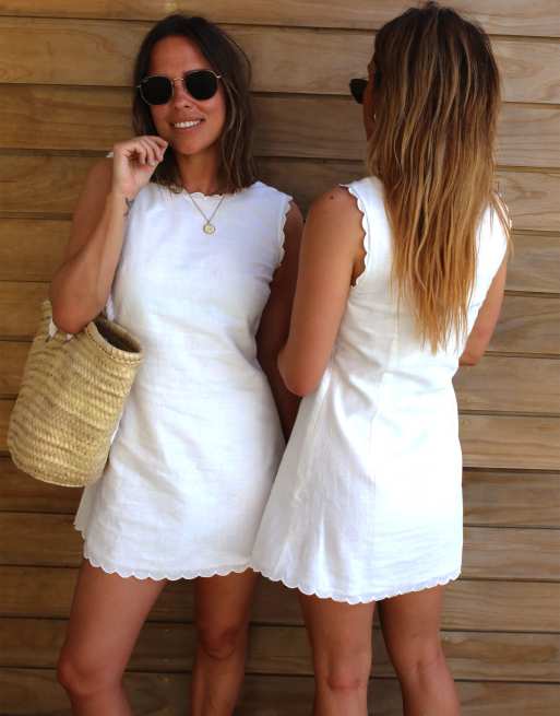 Labelrail x Collyer Twins scallop edge a-line mini dress in white