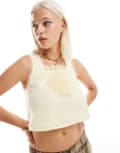 [Labelrail] Labelrail x Daisy Birchall cotton camisole top with oversized corsage in off white 8 IVORY