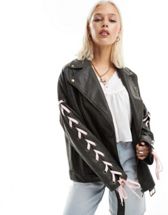 Topshop reversible check oversized denim jacket in indigo | ASOS