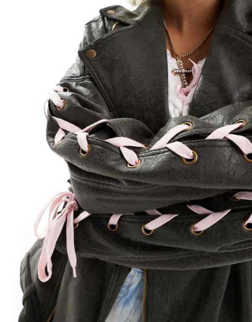 Labelrail x Daisy Birchall ribbon sleeve distressed faux