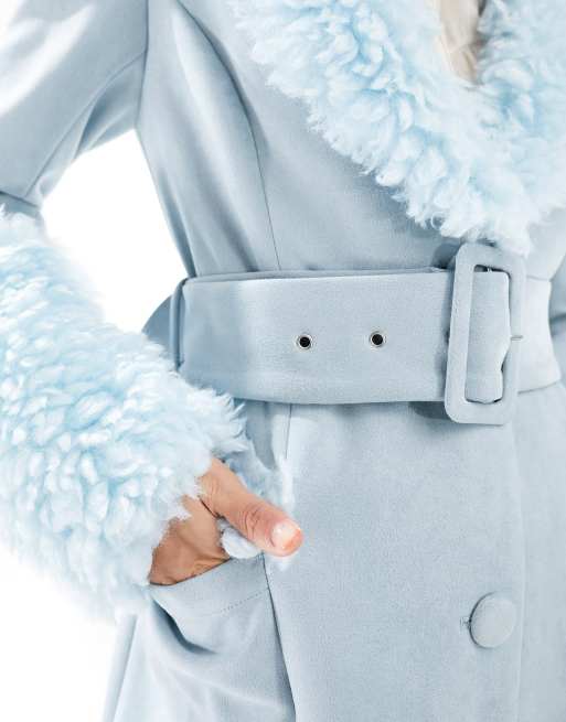 Light blue coat with hotsell fur collar