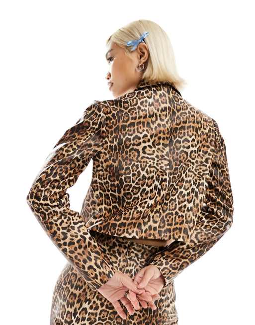 Labelrail x Dyspnea faux leather leopard print boxy jacket in multi - part of a set, 4 of 4