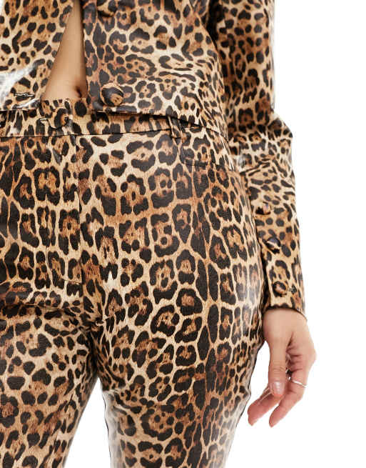 Leopard best sale leather pants