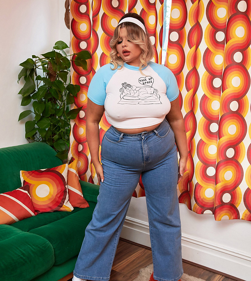 Plus-size jeans by Labelrail Exclusive to ASOS As seen on @francescaperks Mid-rise Four pockets Wide leg Regular fit