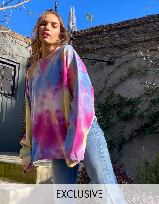Labelrail x Hana Cross – Bluza oversize z materiału frotte z efektem tie-dye