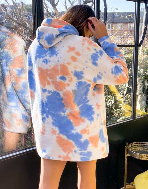 Labelrail x Hana Cross oversized hoodie dress in tie dye towelling, 2 of 4