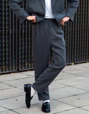 Labelrail Labelrail x Isaac Hudson barrel leg tailored trousers co-ord in grey