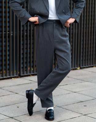 Labelrail x Isaac Hudson barrel leg tailored trousers co-ord in grey