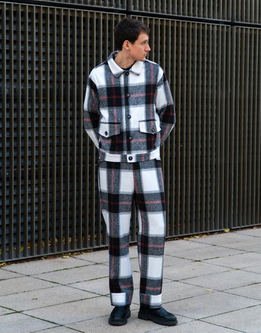 Labelrail x Isaac Hudson brushed check button through shacket in multi (part of a set)