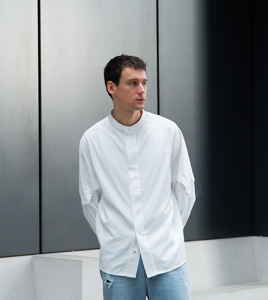 Labelrail X Isaac Hudson Soft Oversized Sleeve Detail Shirt In Off-white