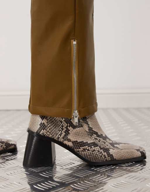 Labelrail x Jennifer McKing faux leather thong panel pants in khaki green