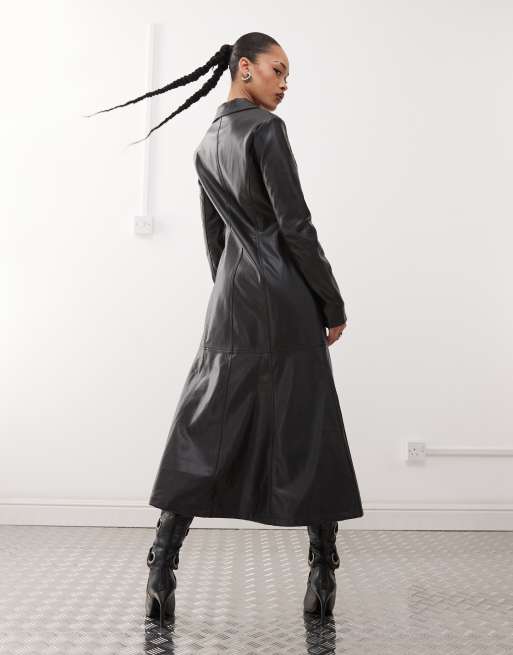 Labelrail x Jennifer McKing matrix faux leather dress coat in