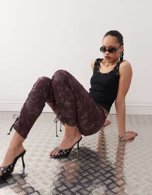 Shop Labelrail X Jennifer Mcking Shimmer Faux Leather Whipstitch Pants In Black