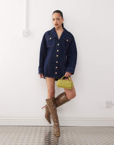 Labelrail x Jennifer McKing structured denim shirt dress in indigo blue