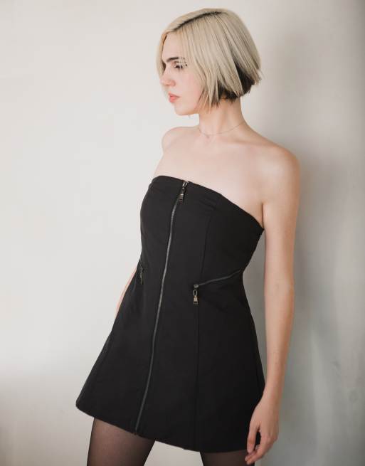 Labelrail x Julia Cumming a-line zip detail mini dress in black