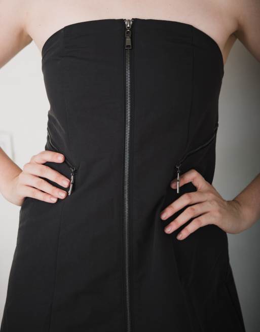 Labelrail x Julia Cumming a-line zip detail mini dress in black