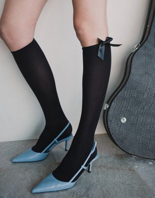 Labelrail x Julia Cumming bow detail knee length socks in black