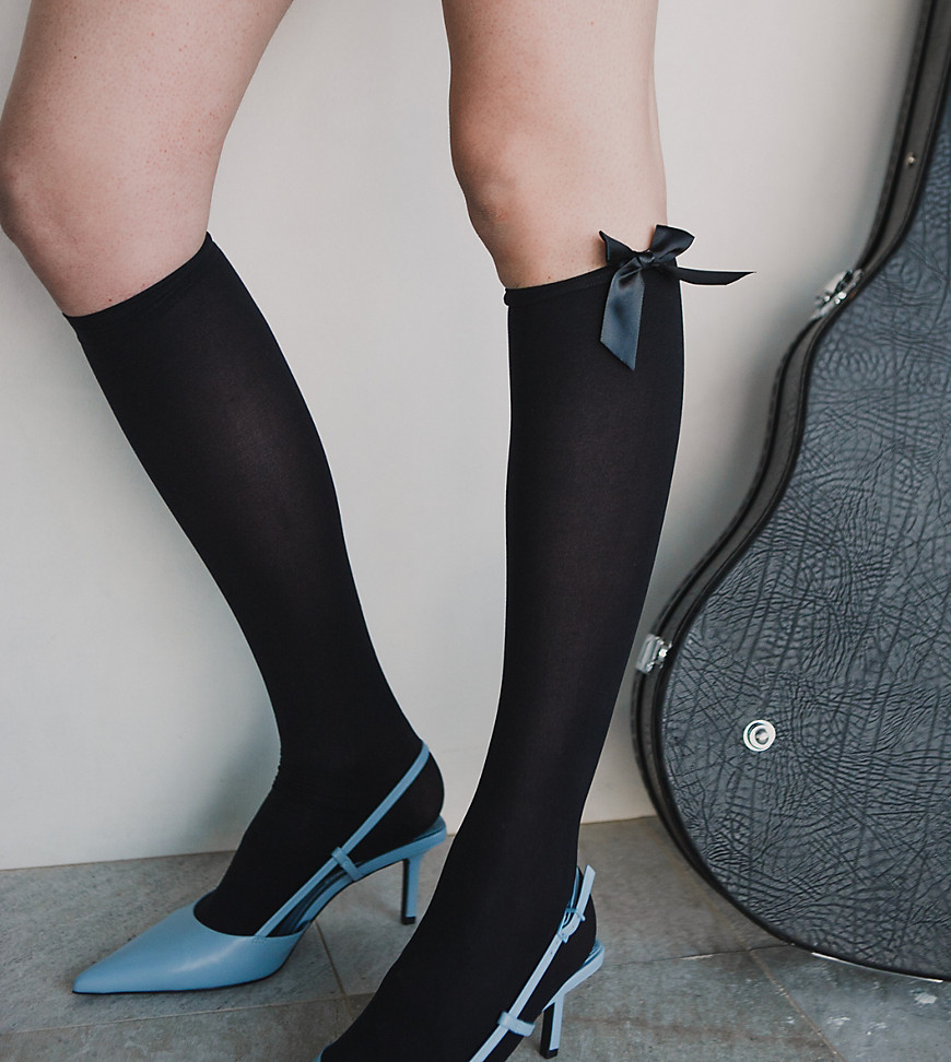 Labelrail x Julia Cumming bow detail knee length socks in black