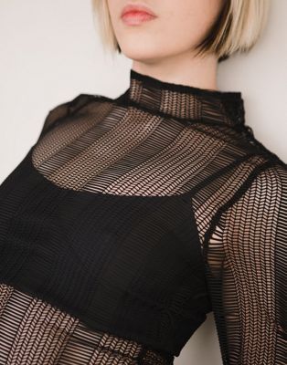 Labelrail x Julia Cumming open knit maxi dress in black