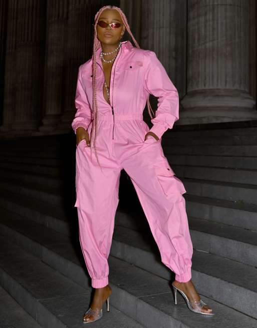 Labelrail x Juliette Foxx – Overall aus Organza in Rosa mit durchgehendem Reißverschluss