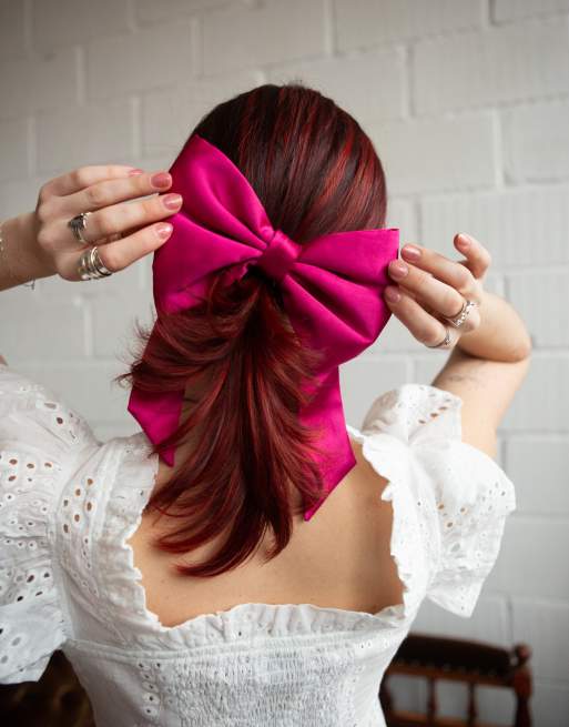 Labelrail x Lara Adkins - Fiocco per capelli oversize in pizzo rosa