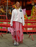 [Labelrail] Labelrail x Laura Elizabeth Klein bow detail gingham midi skirt in red 10 RED