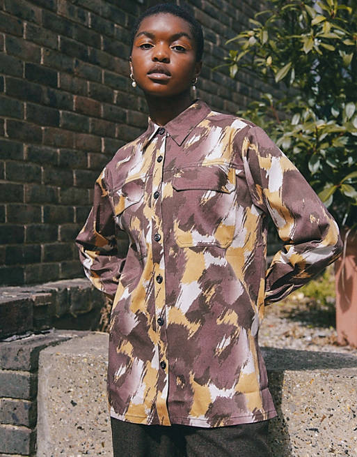 Labelrail x Notion unisex camo print shacket co-ord in multi