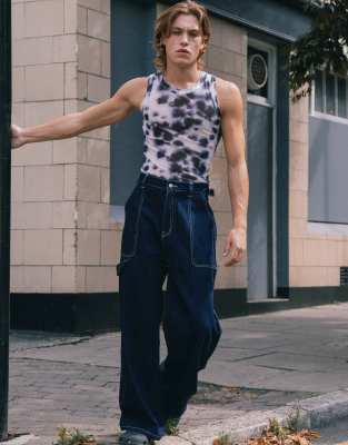 Labelrail x Notion unisex contrast stitch denim jeans co-ord in indigo blue - ASOS Price Checker