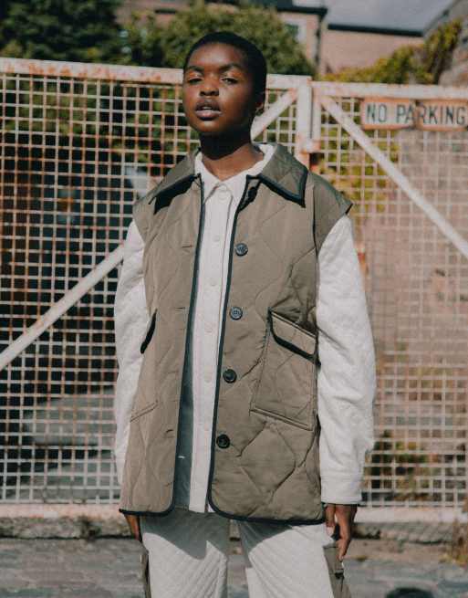 Labelrail x Notion unisex padded detachable sleeve swing jacket in