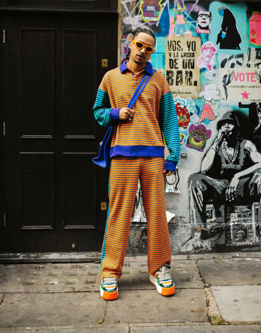 Labelrail x OliBrom oversized rugby polo shirt in orange and green